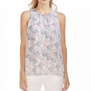 Vince Camuto Women’s Floral Sleeveless Blouse Pearl Ivory Mystic Blooms Size M